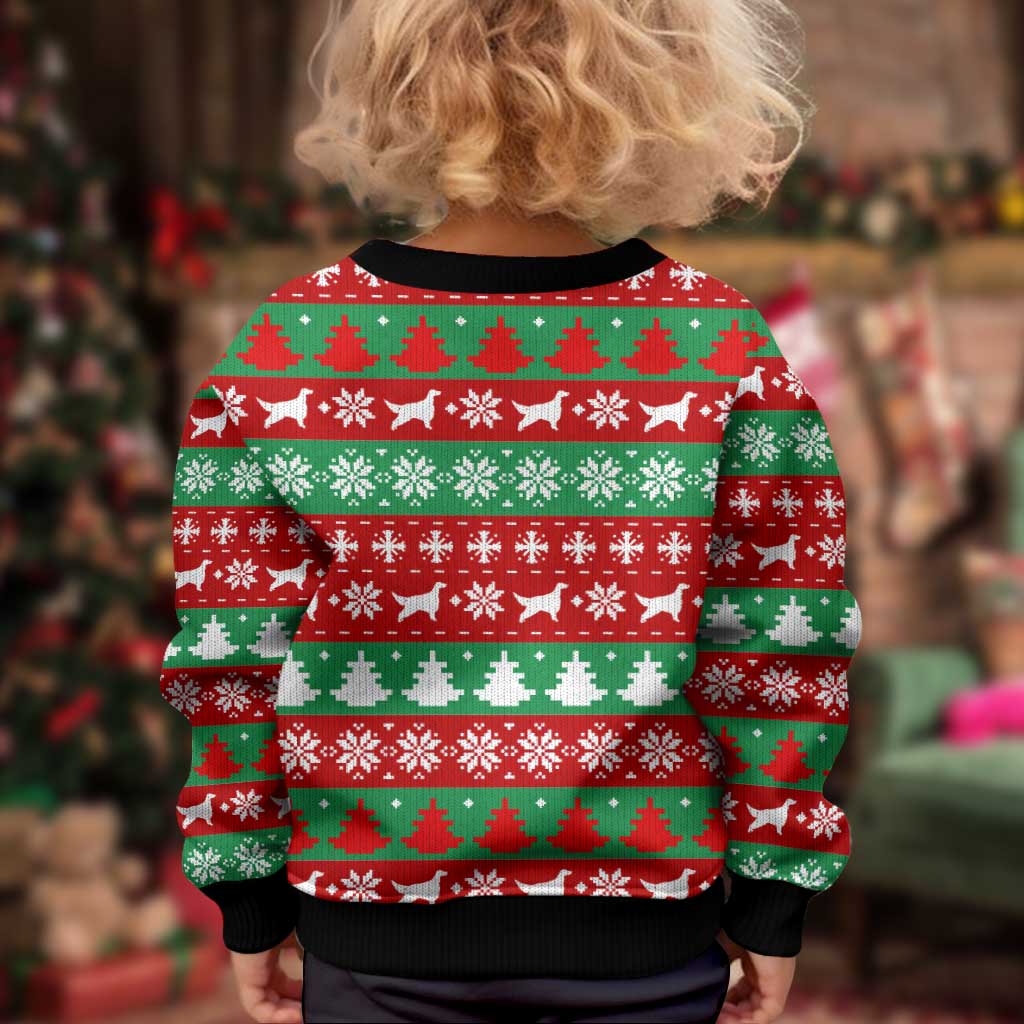 Christmas Dogs Kid Ugly Christmas Sweater with Santa Hats and Red Green Holiday Pattern - Wonder Print Shop