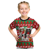 Christmas Dogs Kid T Shirt with Santa Hats and Red Green Holiday Pattern - Wonder Print Shop