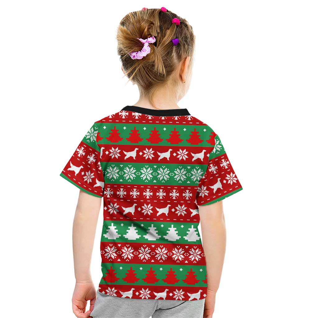Christmas Dogs Kid T Shirt with Santa Hats and Red Green Holiday Pattern - Wonder Print Shop