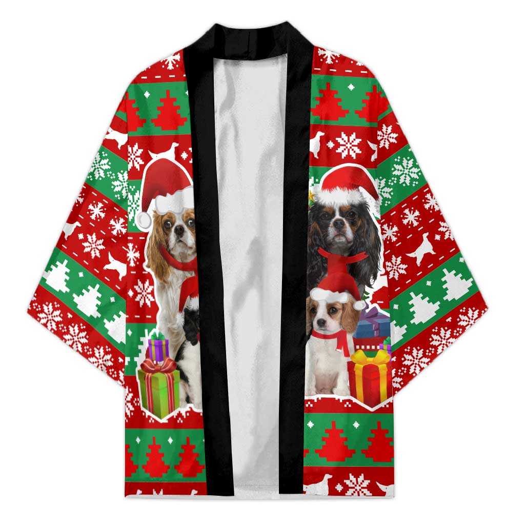 Christmas Dogs Kimono with Santa Hats and Red Green Holiday Pattern - Wonder Print Shop