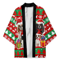 Christmas Dogs Kimono with Santa Hats and Red Green Holiday Pattern - Wonder Print Shop