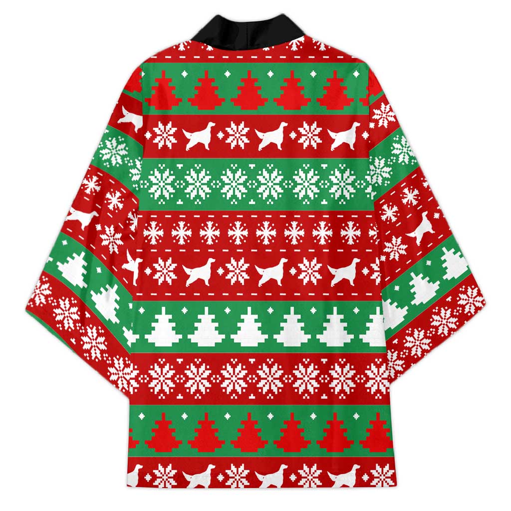 Christmas Dogs Kimono with Santa Hats and Red Green Holiday Pattern - Wonder Print Shop