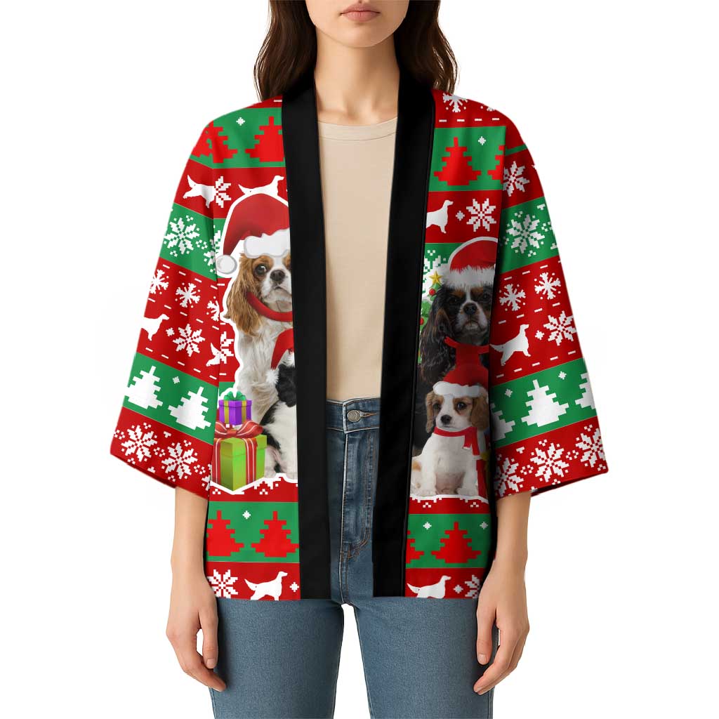 Christmas Dogs Kimono with Santa Hats and Red Green Holiday Pattern - Wonder Print Shop