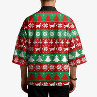 Christmas Dogs Kimono with Santa Hats and Red Green Holiday Pattern - Wonder Print Shop