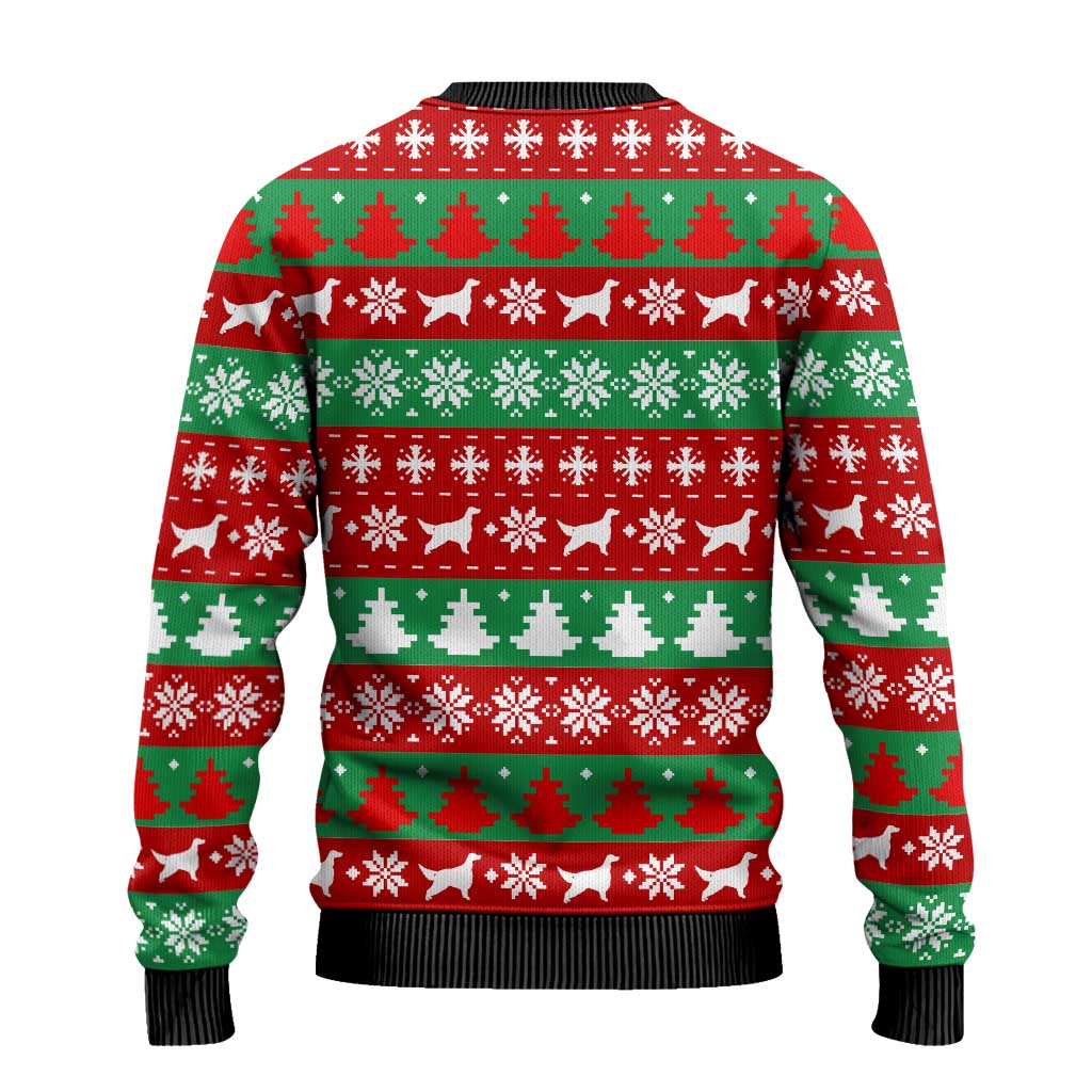 Christmas Dogs Ugly Christmas Sweater with Santa Hats and Red Green Holiday Pattern - Wonder Print Shop