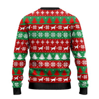 Christmas Dogs Ugly Christmas Sweater with Santa Hats and Red Green Holiday Pattern - Wonder Print Shop