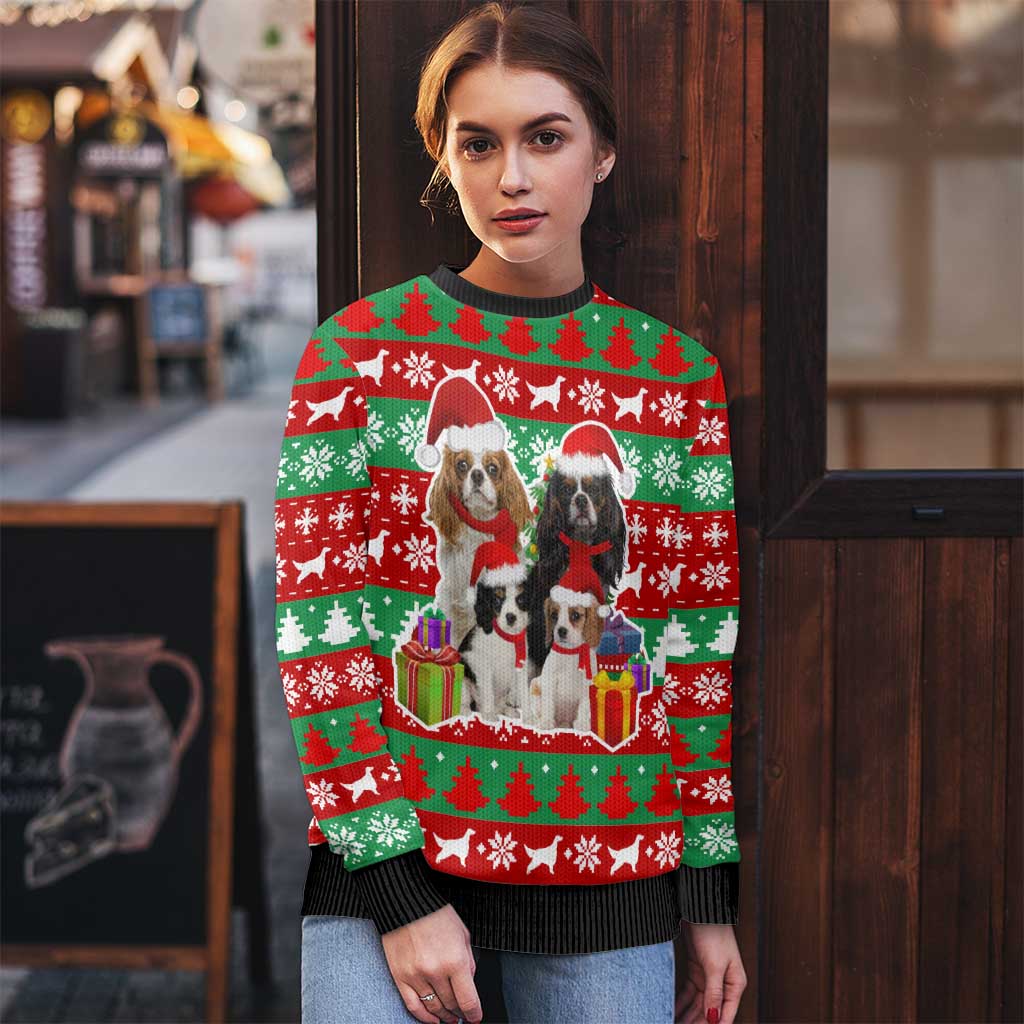 Christmas Dogs Ugly Christmas Sweater with Santa Hats and Red Green Holiday Pattern - Wonder Print Shop