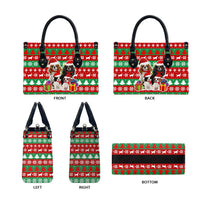 Christmas Dogs Leather Bag with Santa Hats and Red Green Holiday Pattern - Wonder Print Shop