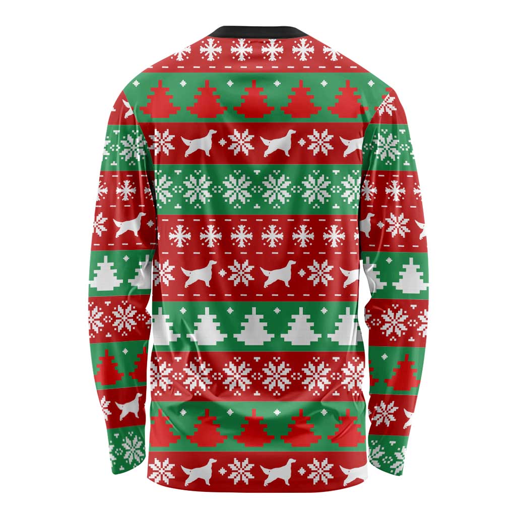 Christmas Dogs Long Sleeve Shirt with Santa Hats and Red Green Holiday Pattern - Wonder Print Shop