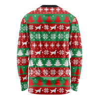 Christmas Dogs Long Sleeve Shirt with Santa Hats and Red Green Holiday Pattern - Wonder Print Shop