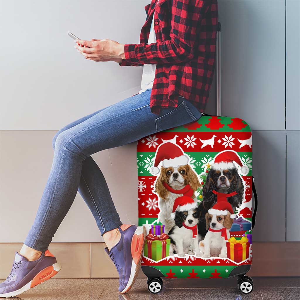 Christmas Dogs Luggage Cover with Santa Hats and Red Green Holiday Pattern - Wonder Print Shop