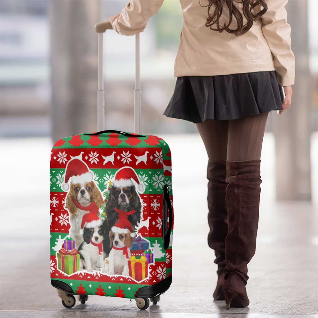 Christmas Dogs Luggage Cover with Santa Hats and Red Green Holiday Pattern - Wonder Print Shop