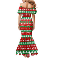 Christmas Dogs Mermaid Dress with Santa Hats and Red Green Holiday Pattern - Wonder Print Shop