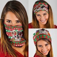 Christmas Dogs Neck Gaiter with Santa Hats and Red Green Holiday Pattern - Wonder Print Shop
