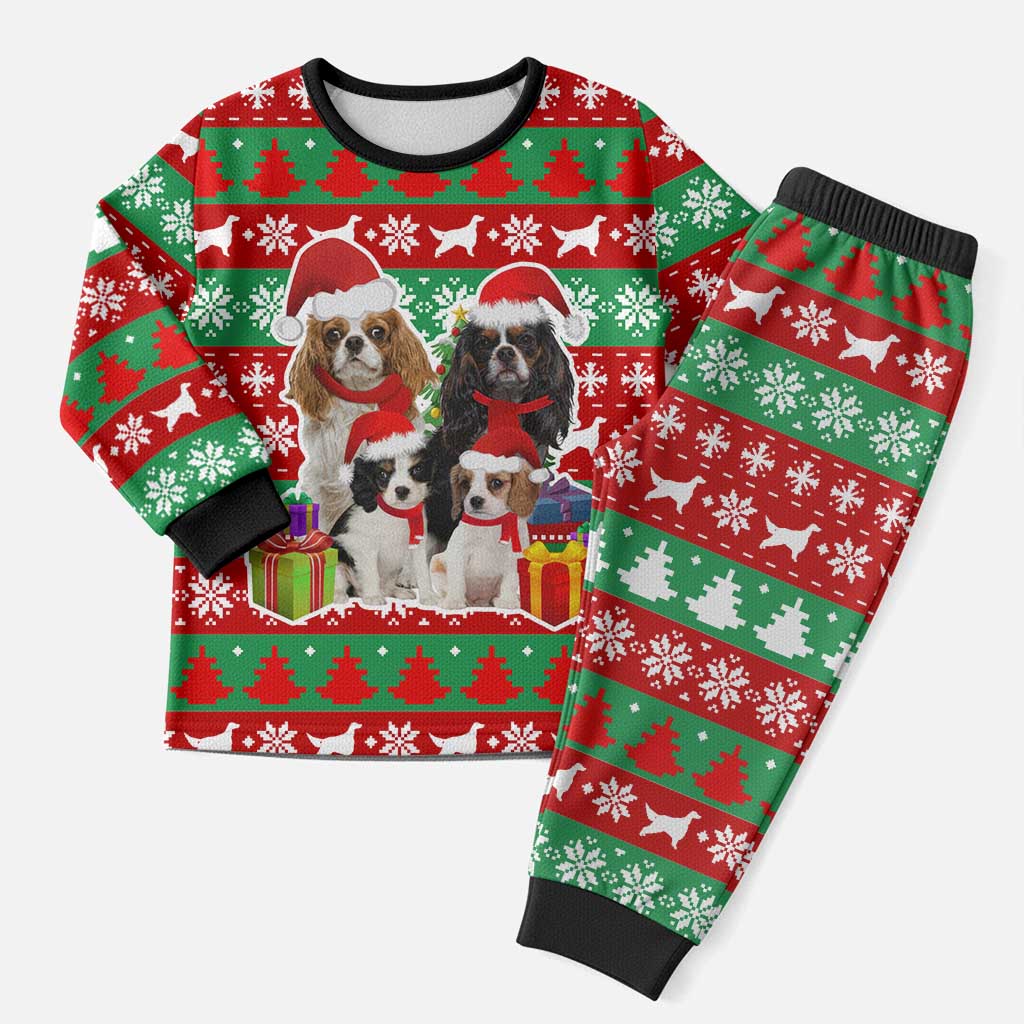 Christmas Dogs Christmas Pajama Set with Santa Hats and Red Green Holiday Pattern - Wonder Print Shop