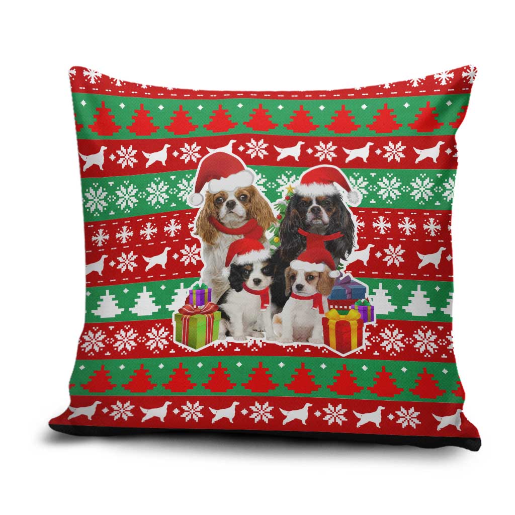 Christmas Dogs Pillow Cover with Santa Hats and Red Green Holiday Pattern - Wonder Print Shop