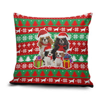 Christmas Dogs Pillow Cover with Santa Hats and Red Green Holiday Pattern - Wonder Print Shop
