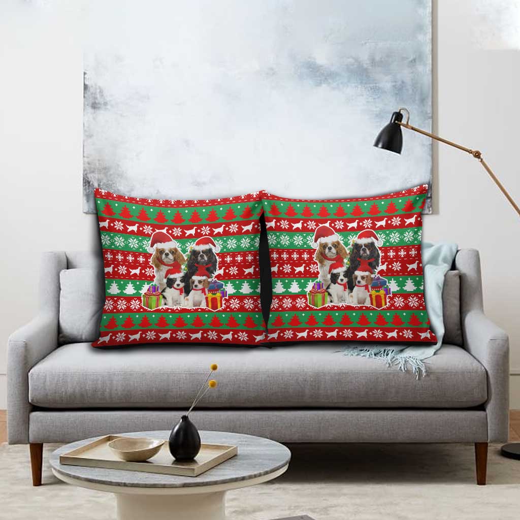 Christmas Dogs Pillow Cover with Santa Hats and Red Green Holiday Pattern - Wonder Print Shop