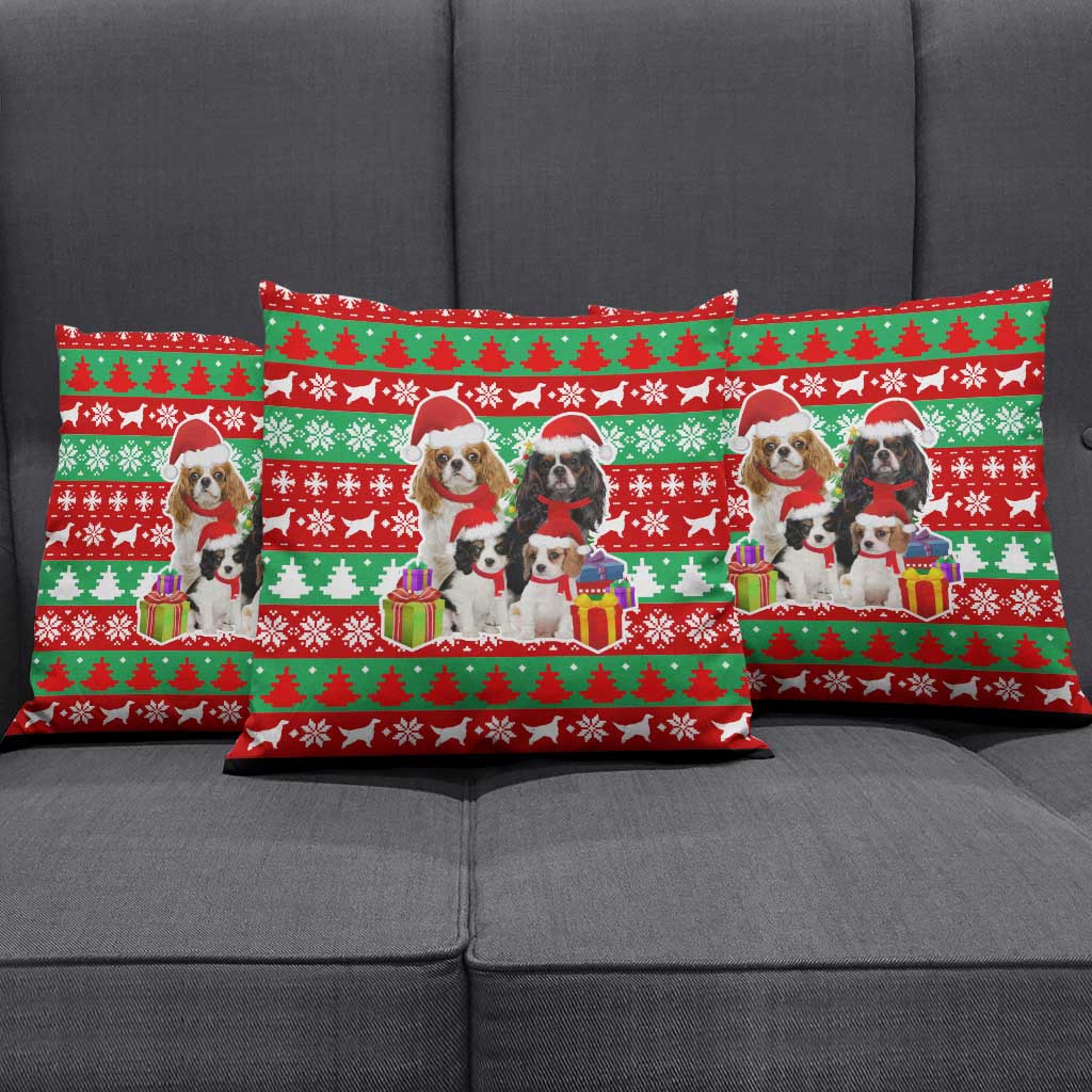 Christmas Dogs Pillow Cover with Santa Hats and Red Green Holiday Pattern - Wonder Print Shop