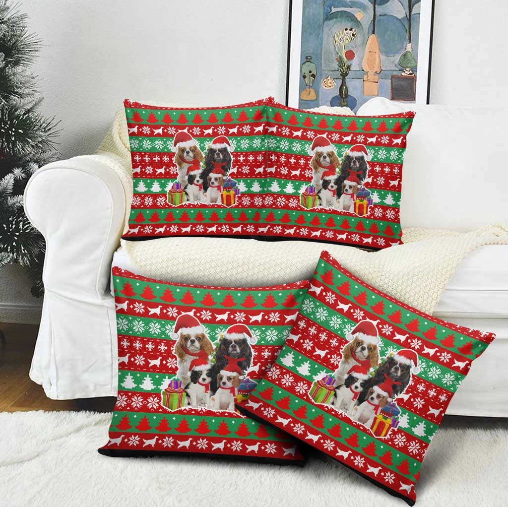 Christmas Dogs Pillow Cover with Santa Hats and Red Green Holiday Pattern - Wonder Print Shop