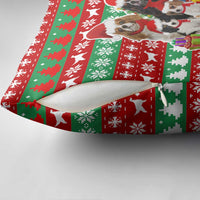 Christmas Dogs Pillow Cover with Santa Hats and Red Green Holiday Pattern - Wonder Print Shop