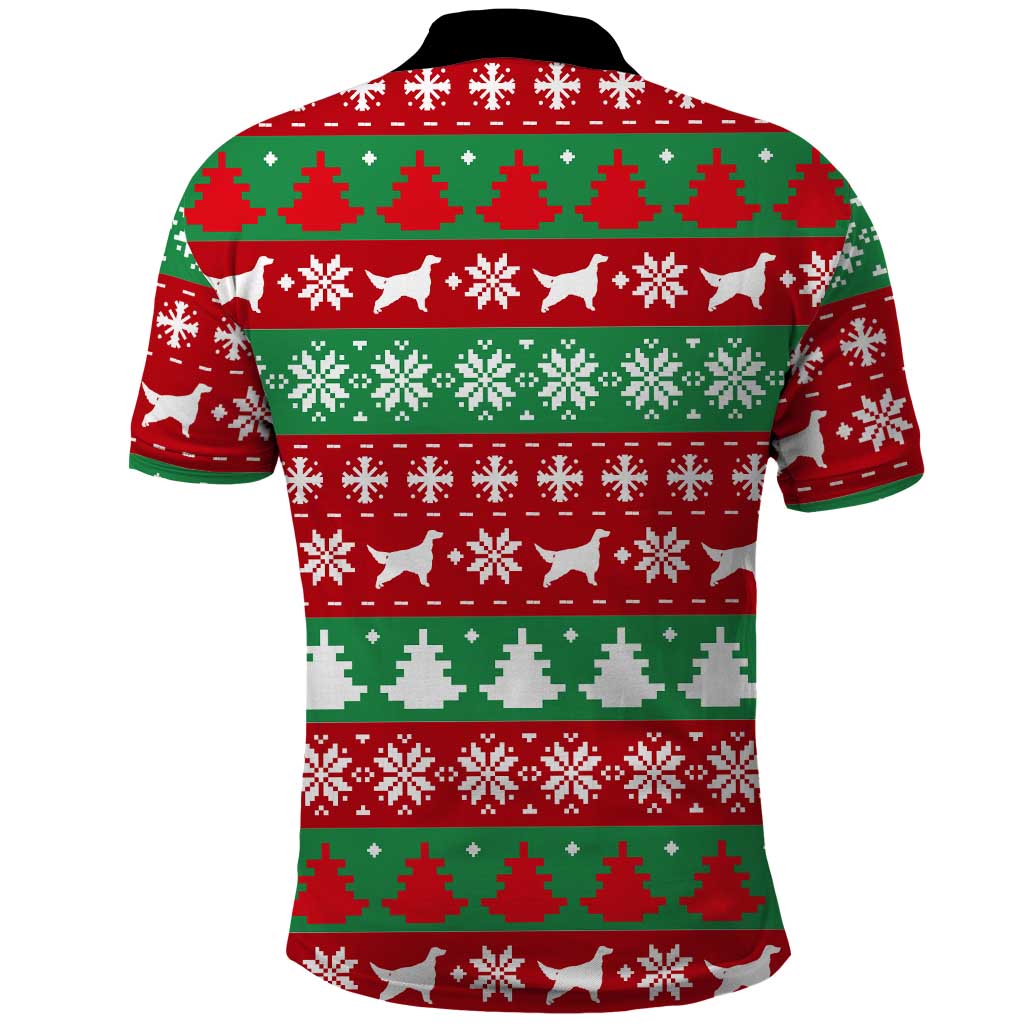 Christmas Dogs Polo Shirt with Santa Hats and Red Green Holiday Pattern - Wonder Print Shop
