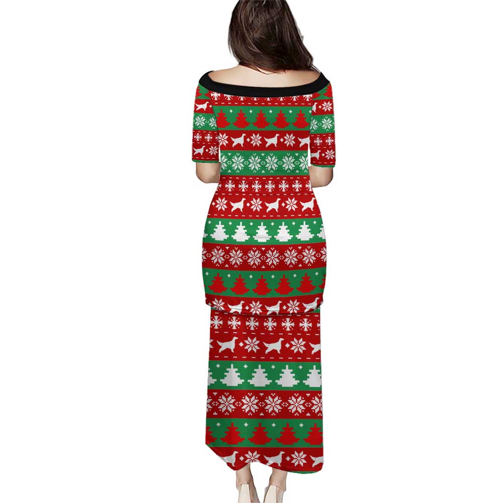 Christmas Dogs Puletasi with Santa Hats and Red Green Holiday Pattern - Wonder Print Shop