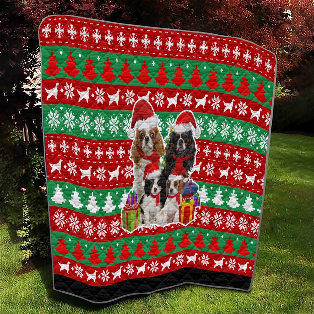 Christmas Dogs Quilt with Santa Hats and Red Green Holiday Pattern - Wonder Print Shop
