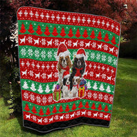 Christmas Dogs Quilt with Santa Hats and Red Green Holiday Pattern - Wonder Print Shop