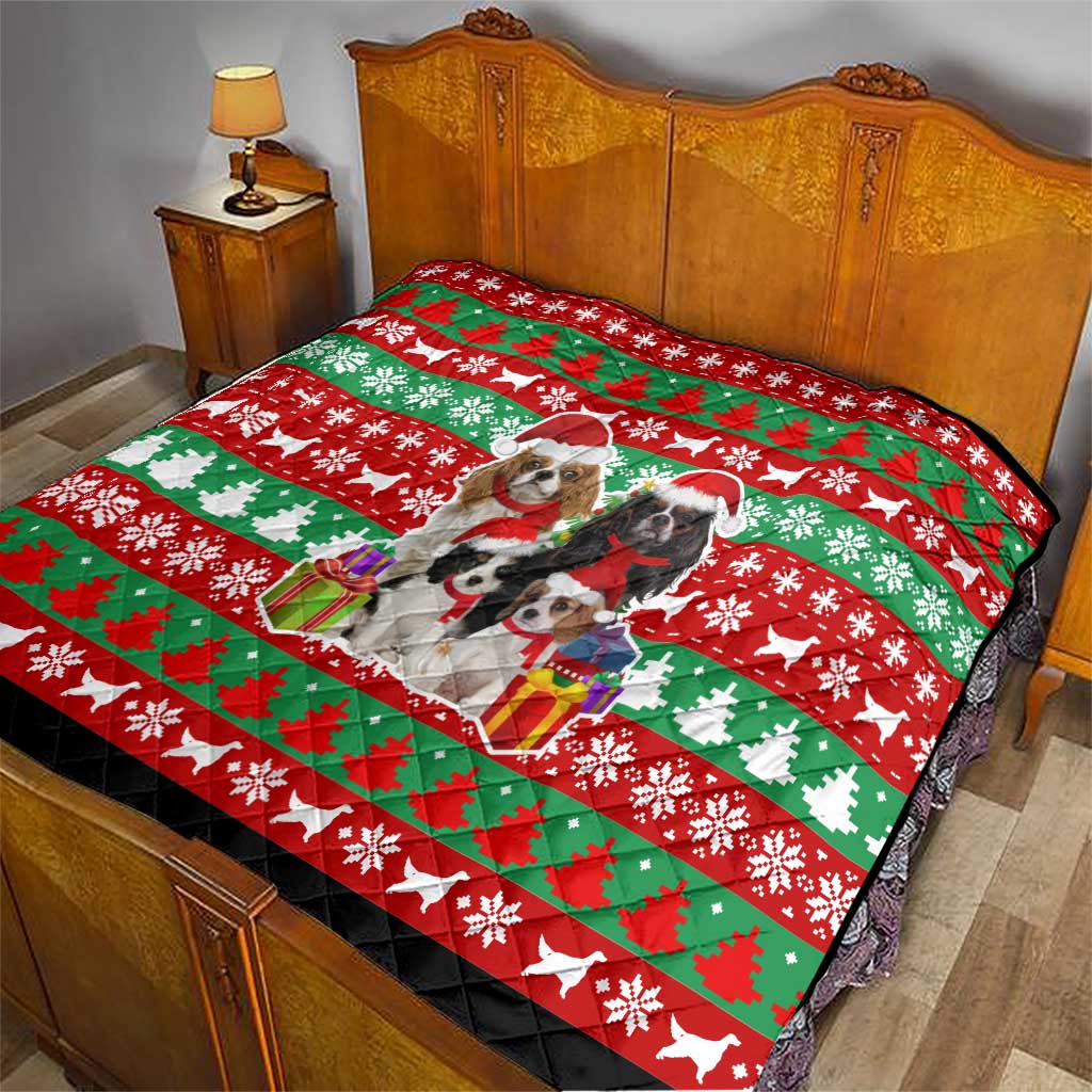 Christmas Dogs Quilt with Santa Hats and Red Green Holiday Pattern - Wonder Print Shop