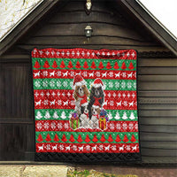 Christmas Dogs Quilt with Santa Hats and Red Green Holiday Pattern - Wonder Print Shop