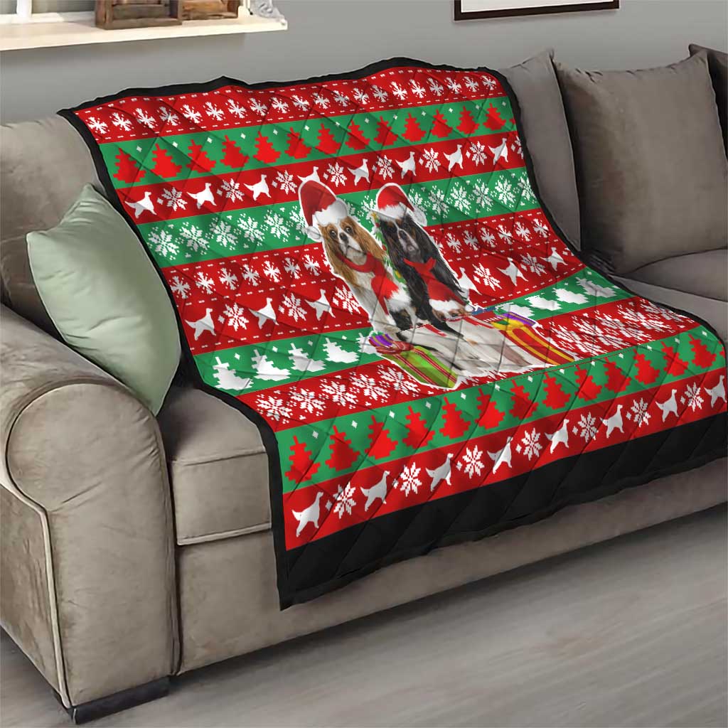 Christmas Dogs Quilt with Santa Hats and Red Green Holiday Pattern - Wonder Print Shop