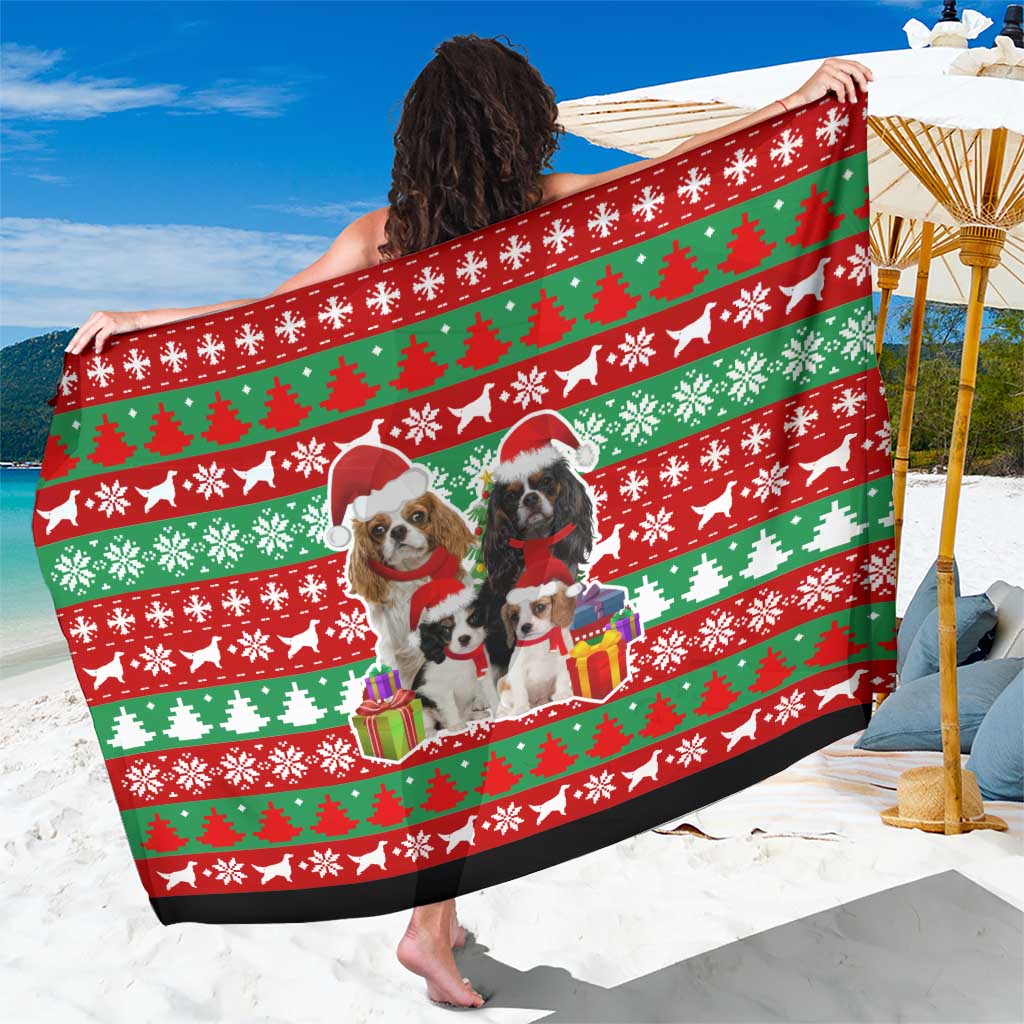 Christmas Dogs Sarong with Santa Hats and Red Green Holiday Pattern - Wonder Print Shop