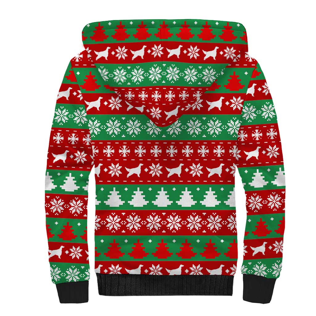 Christmas Dogs Sherpa Hoodie with Santa Hats and Red Green Holiday Pattern - Wonder Print Shop
