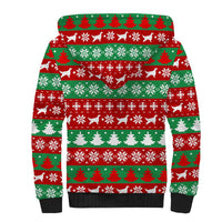 Christmas Dogs Sherpa Hoodie with Santa Hats and Red Green Holiday Pattern - Wonder Print Shop