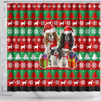 Christmas Dogs Shower Curtain with Santa Hats and Red Green Holiday Pattern - Wonder Print Shop