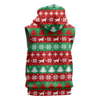 Christmas Dogs Sleeveless Hoodie with Santa Hats and Red Green Holiday Pattern - Wonder Print Shop