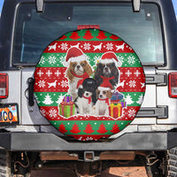 Christmas Dogs Spare Tire Cover with Santa Hats and Red Green Holiday Pattern - Wonder Print Shop