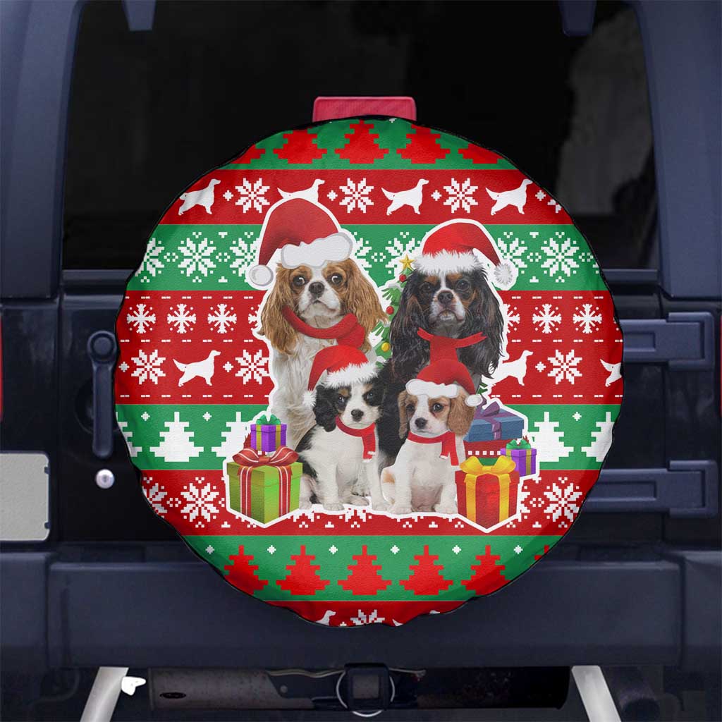 Christmas Dogs Spare Tire Cover with Santa Hats and Red Green Holiday Pattern - Wonder Print Shop