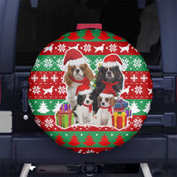 Christmas Dogs Spare Tire Cover with Santa Hats and Red Green Holiday Pattern - Wonder Print Shop