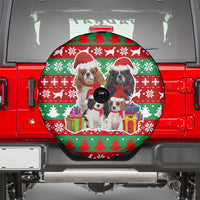 Christmas Dogs Spare Tire Cover with Santa Hats and Red Green Holiday Pattern - Wonder Print Shop
