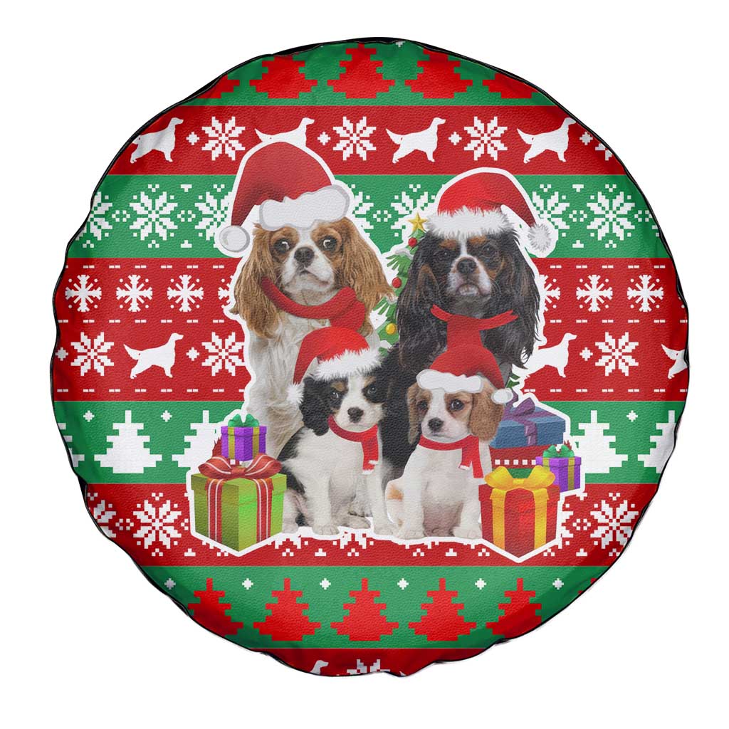 Christmas Dogs Spare Tire Cover with Santa Hats and Red Green Holiday Pattern - Wonder Print Shop