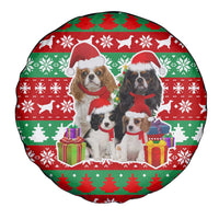 Christmas Dogs Spare Tire Cover with Santa Hats and Red Green Holiday Pattern - Wonder Print Shop