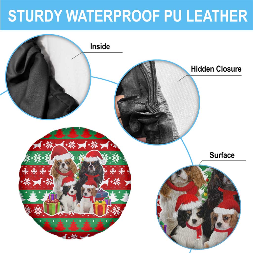 Christmas Dogs Spare Tire Cover with Santa Hats and Red Green Holiday Pattern - Wonder Print Shop