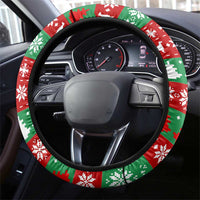 Christmas Dogs Steering Wheel Cover with Santa Hats and Red Green Holiday Pattern - Wonder Print Shop