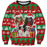 Christmas Dogs Sweatshirt with Santa Hats and Red Green Holiday Pattern - Wonder Print Shop