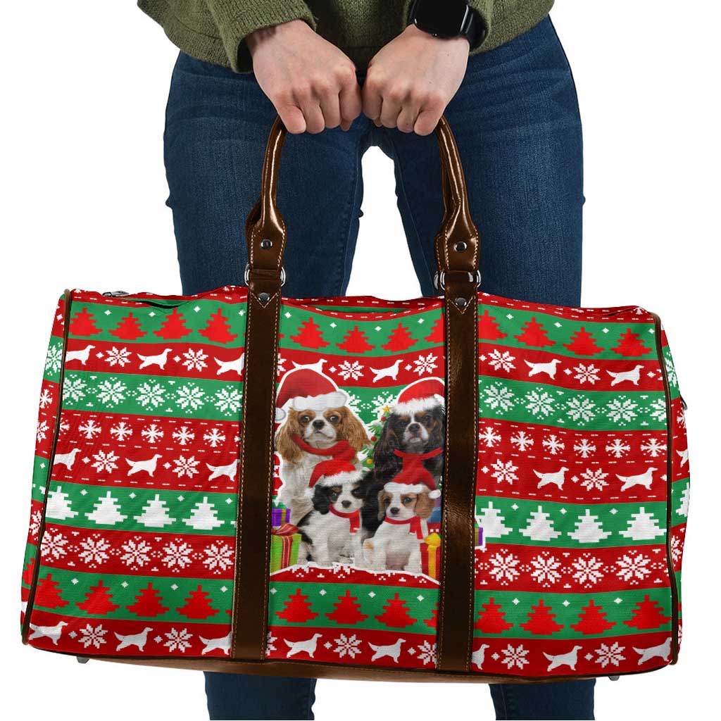 Christmas Dogs Travel Bag with Santa Hats and Red Green Holiday Pattern - Wonder Print Shop