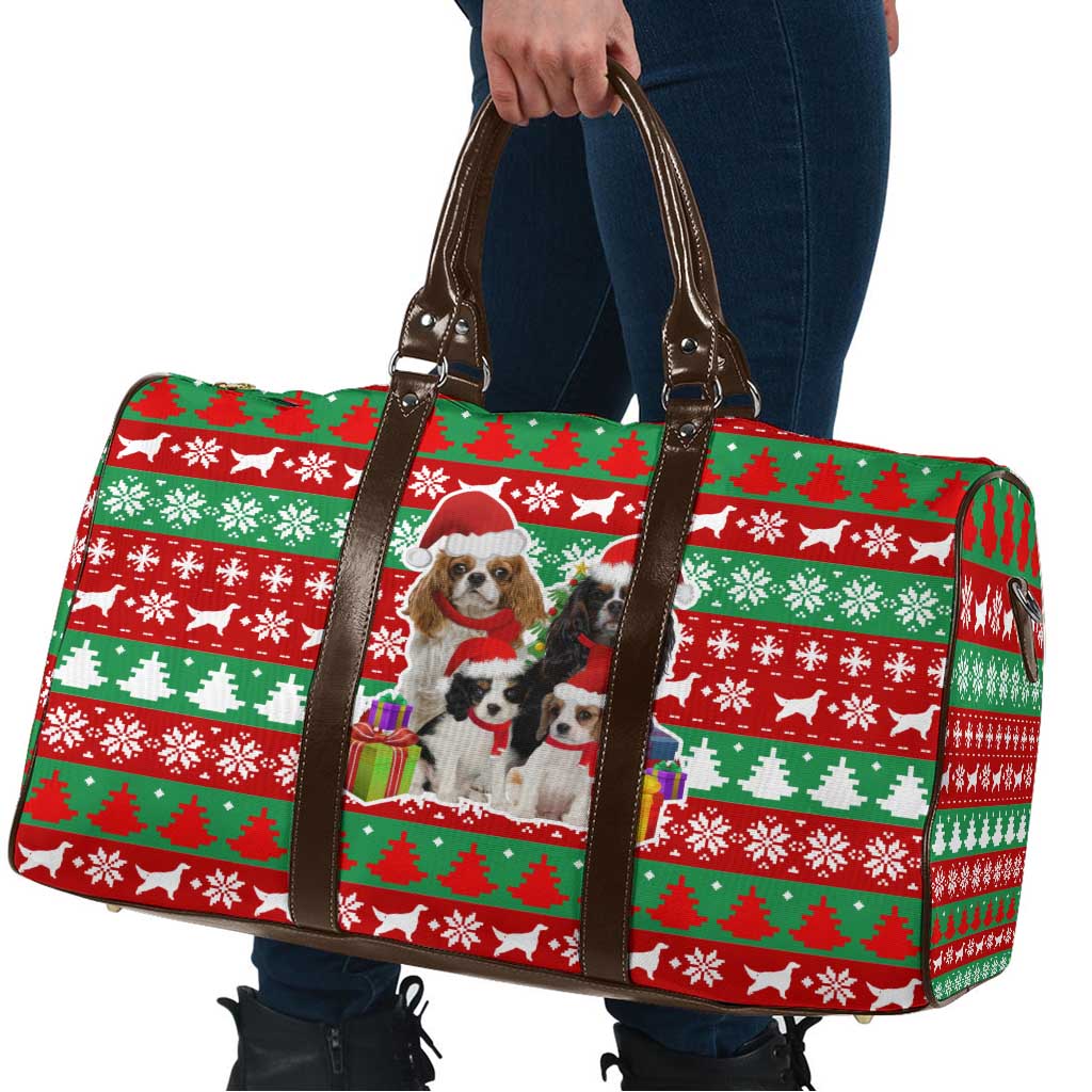 Christmas Dogs Travel Bag with Santa Hats and Red Green Holiday Pattern - Wonder Print Shop
