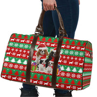 Christmas Dogs Travel Bag with Santa Hats and Red Green Holiday Pattern - Wonder Print Shop