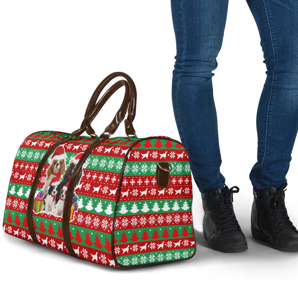 Christmas Dogs Travel Bag with Santa Hats and Red Green Holiday Pattern - Wonder Print Shop
